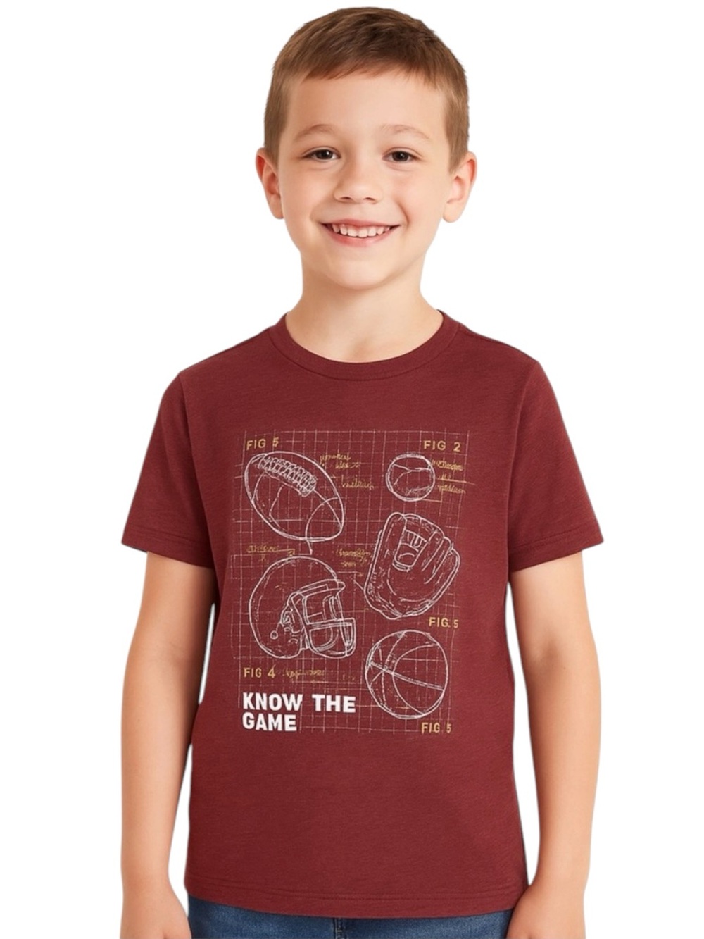 Old Navy Boys Graphic Tee Size 8 Maroon Sports Shirt